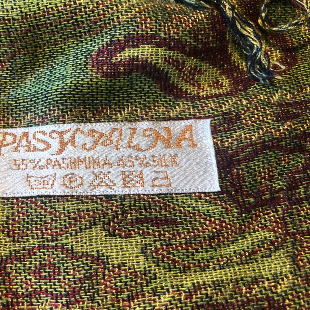 Pashmina scarf, women's, new/never worn. Measures 28" x 70" excluding fringe.
